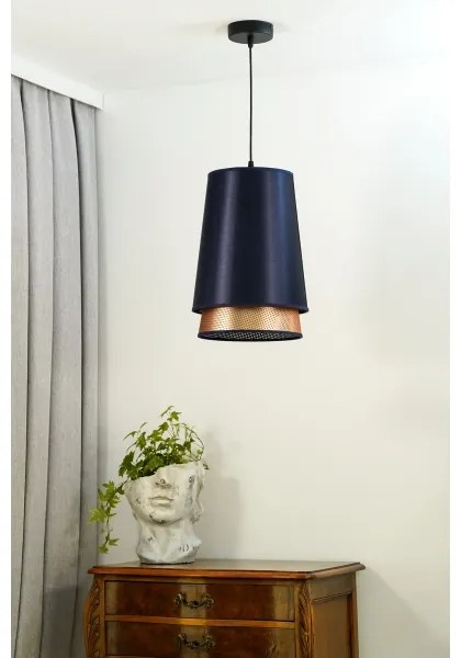 Duolla - Lampadario a sospensione con filo BELL SHINY 1xE27/15W/230V diametro 25 cm blu/rame