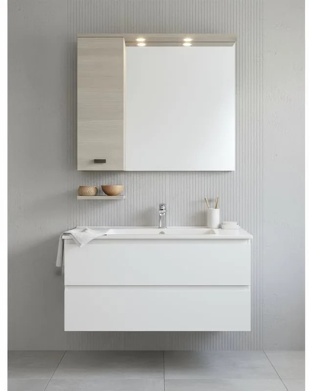 Specchio con illuminazione integrata bagno rettangolare Rimini L 70 x H 108 x P 18.5 cm bianco