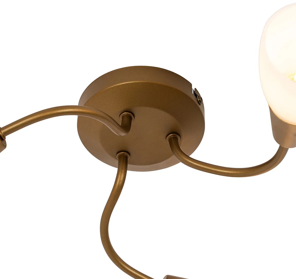 Faretto da soffitto classico oro con vetro satinato rotondo 3 luci - Madi