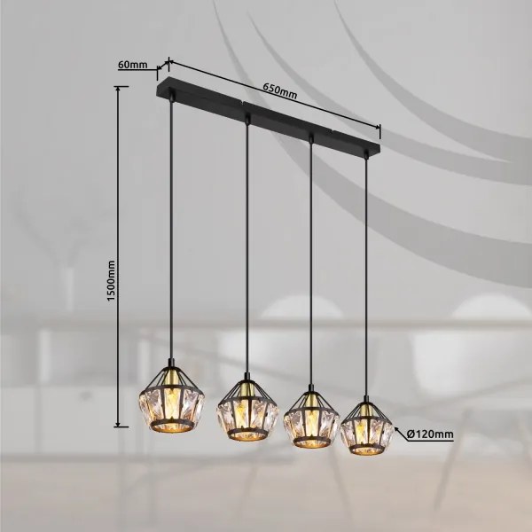 Globo 54359-4H - Lampadario a sospensione con filo LOIS 4xE14/40W/230V