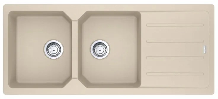 Lavello sopratop 2 vasche con gocciolatoio laterale destro o sinistro FRANKE City fragranite L 50 x L 116 cm avena