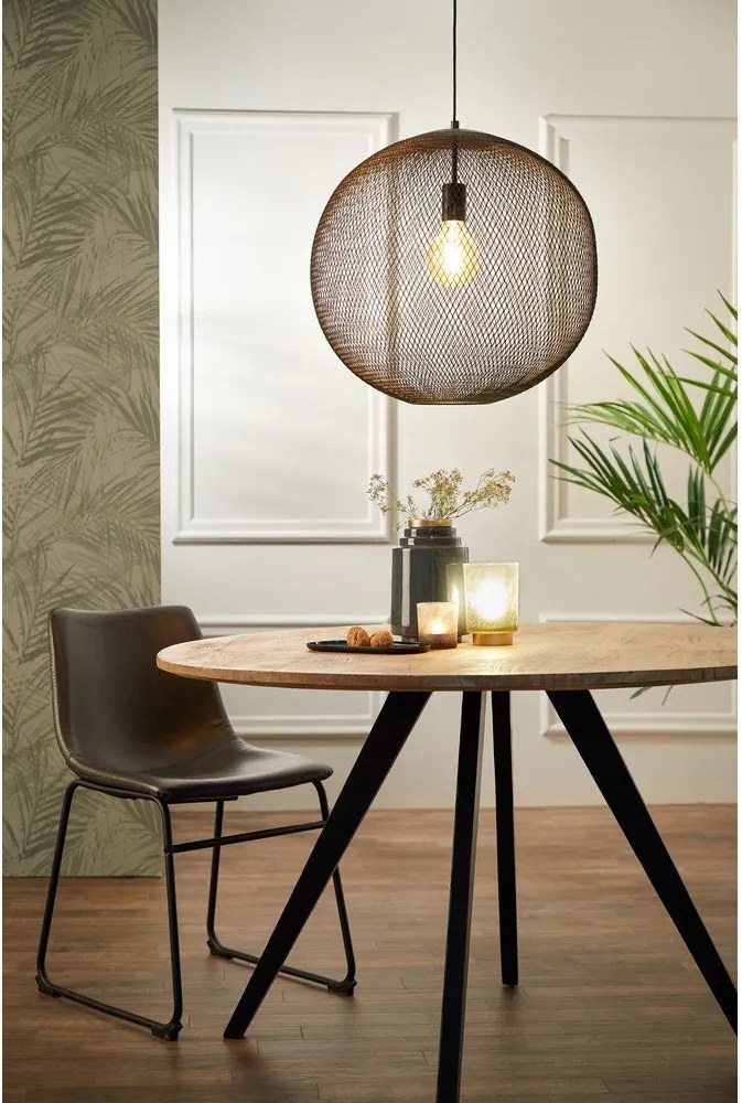 Lampadario nero opaco con paralume in metallo ø 50 cm Reilley - Light & Living