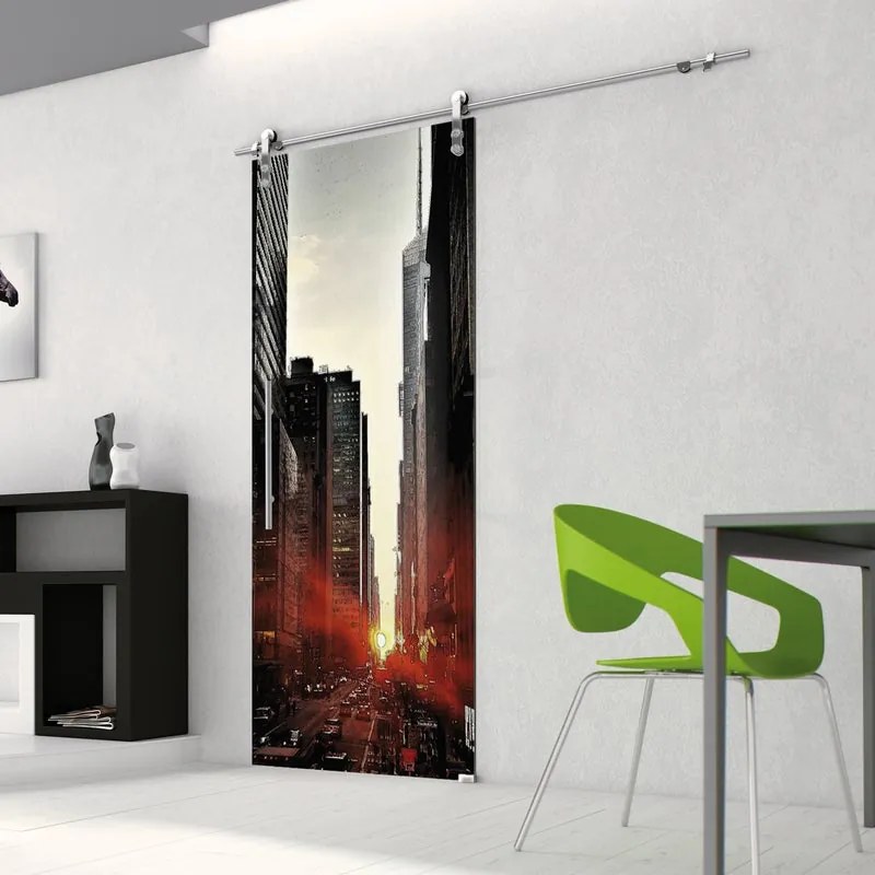 Porta scorrevole Urban in vetro, L 96 x H 215 cm, con binario Lux