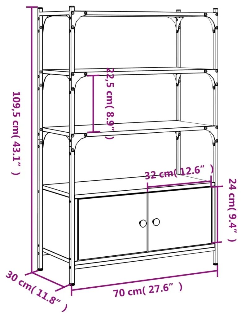 Libreria 3 Ripiani Rovere Fumo 70x30x109,5 cm Legno Multistrato