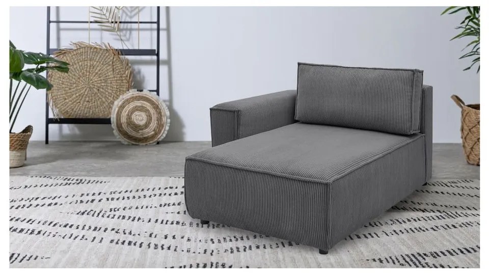 Modulo divano in velluto a coste grigio scuro, angolo sinistro Nihad modular - Bobochic Paris