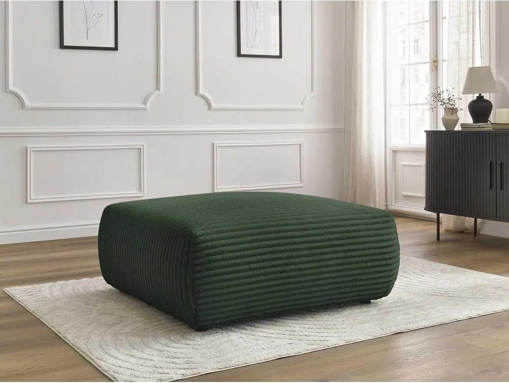 Poggiapiedi in verde scuro con rivestimento in velluto a coste Lucien – Bobochic Paris