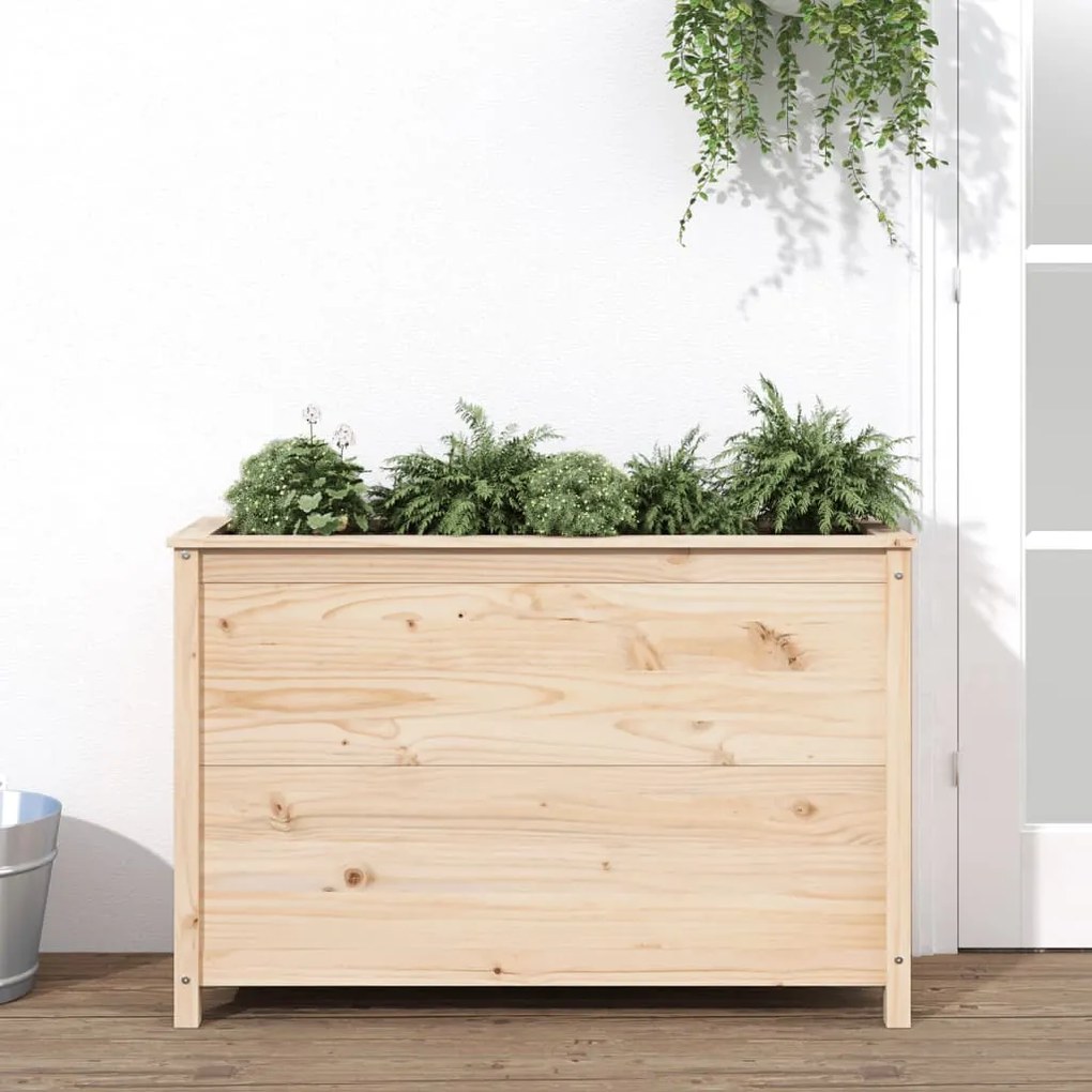 Fioriera Rialzata Da Giardino 119,5x40x78cm Legno Massello Pino /