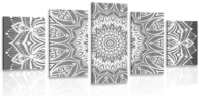 Quadri 5 pezzi – Mandala armonia in bianco e nero