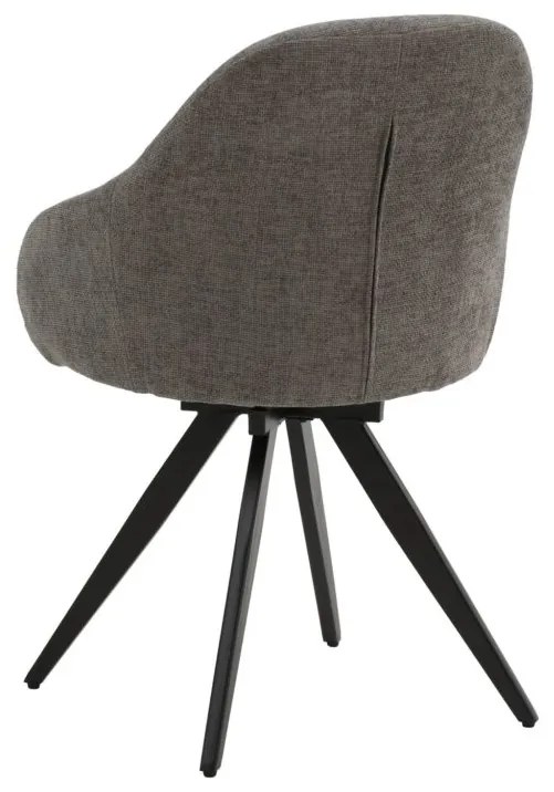 Set di sedie girevoli COVENT in tessuto grigio e gambe in metallo nero, con braccioli