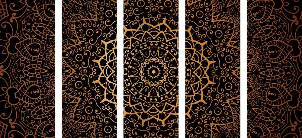 Quadri 5 pezzi – Mandala vintage in stile indiano