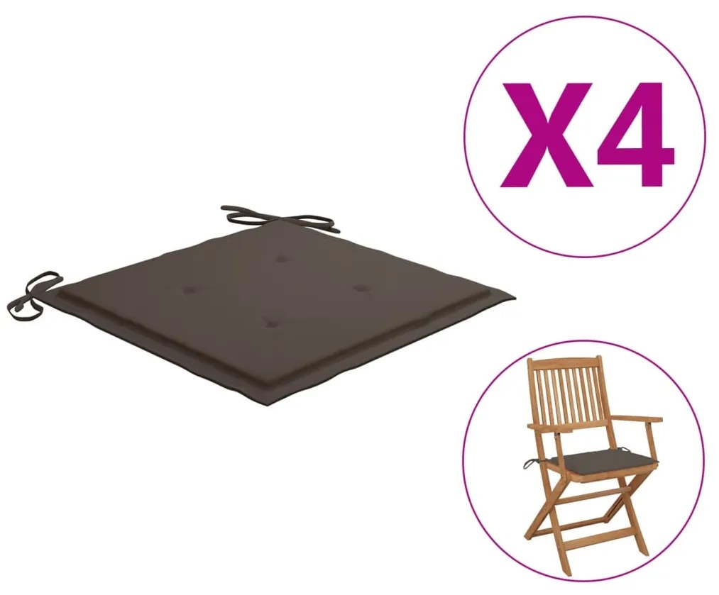 Cuscini Per Sedie Da Giardino 4 Pz Tortora 40x40x3 Cm İn Oxford /
