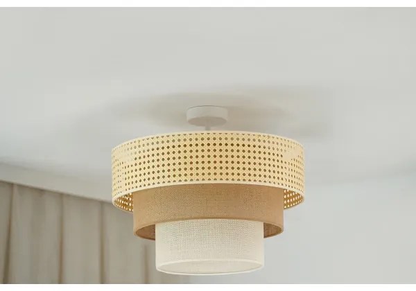 Brilagi - Lampadario CEDAR LUNETA 1xE27/15W/230V Ø45 rattan marrone crema