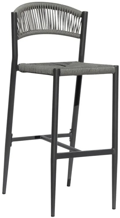 Sgabello da giardino in alluminio antracite, seduta in rattan sintetico