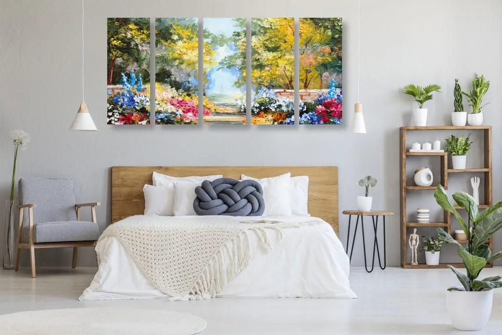 Quadri 5 pezzi – Pittura a olio di paesaggio