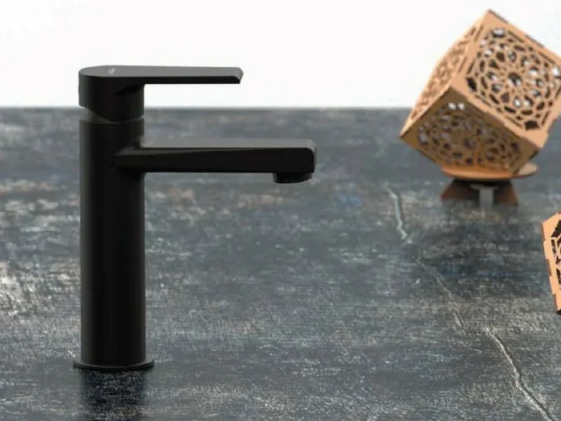 Miscelatore lavabo medio nero opaco Mariani serie Artic scarico incluso