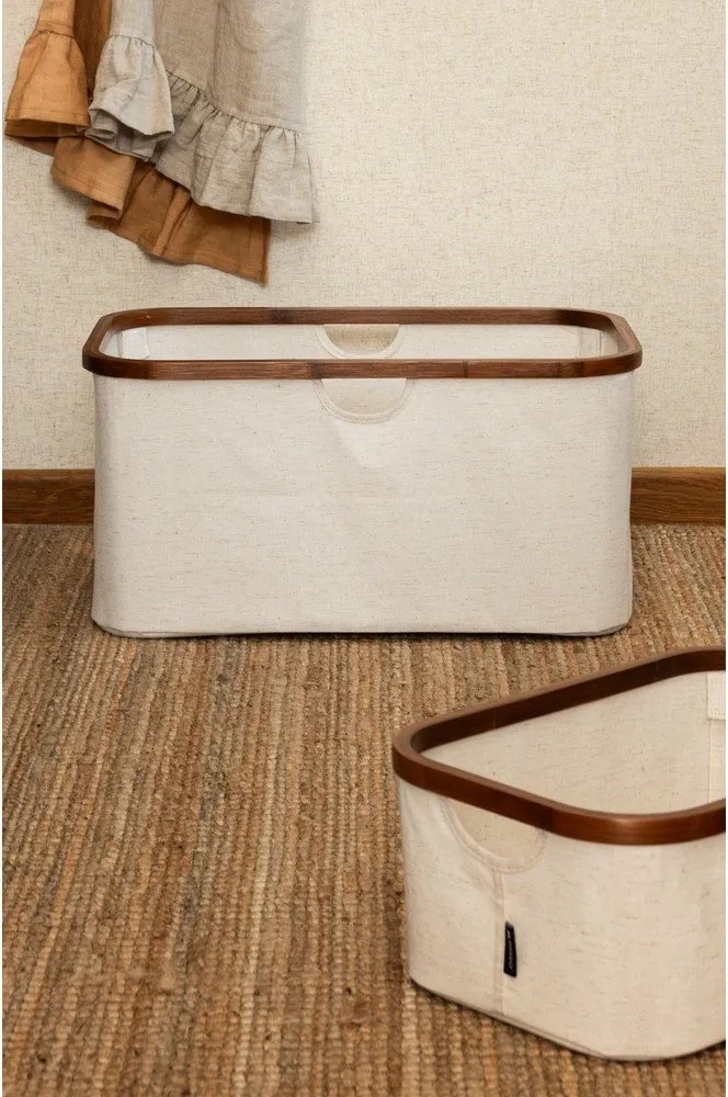 Cesta per il bucato color crema in tessuto pieghevole Bamboo/Linen – Bigso