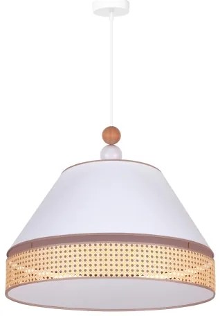 Duolla - Lampadario a sospensione con filo AVIGNON 1xE27/15W/230V diametro 60 cm bianco/rattan