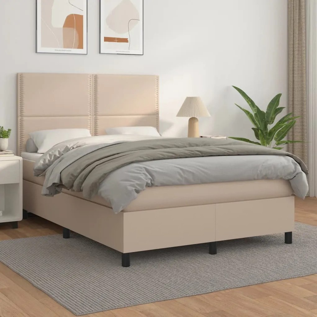 Giroletto A Molle Con Materasso Cappuccino 140x200cm Similpelle /