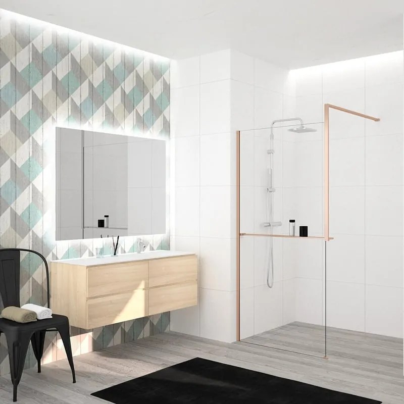 Walk-in eli design L 120 x H 200 cm, vetro 8 mm vetro senza finitura / trasparente dorato