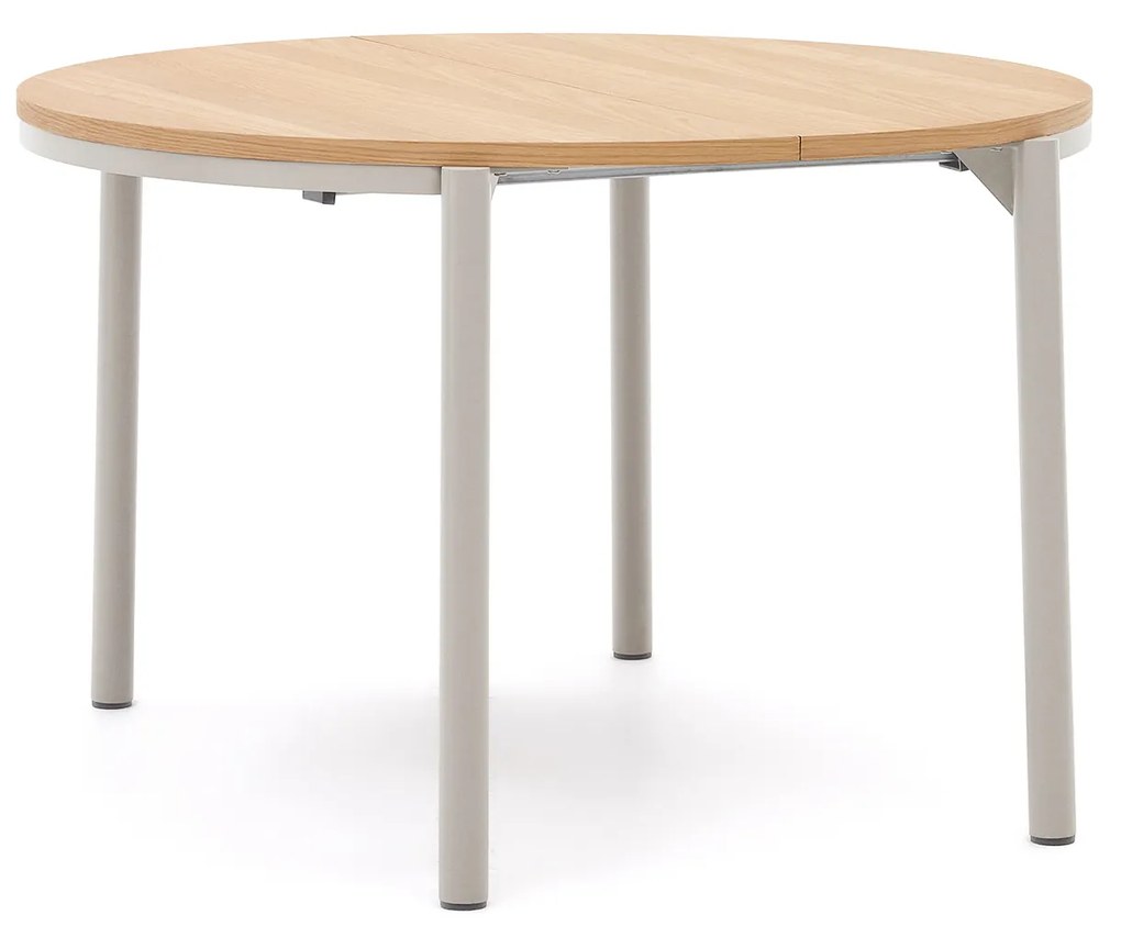 Kave Home - Tavolo rotondo allungabile Montuiri impiallacciatura di rovere e gambe d'acciaio finitura