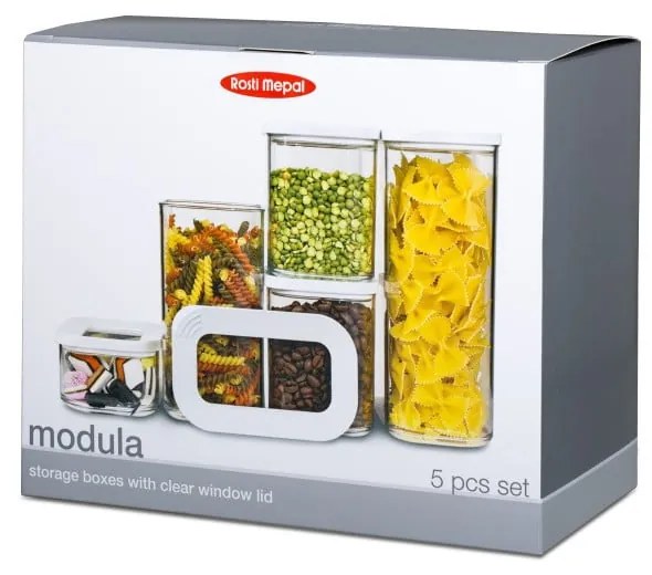 Vasetti per alimenti in set da 5 Modula White - Mepal