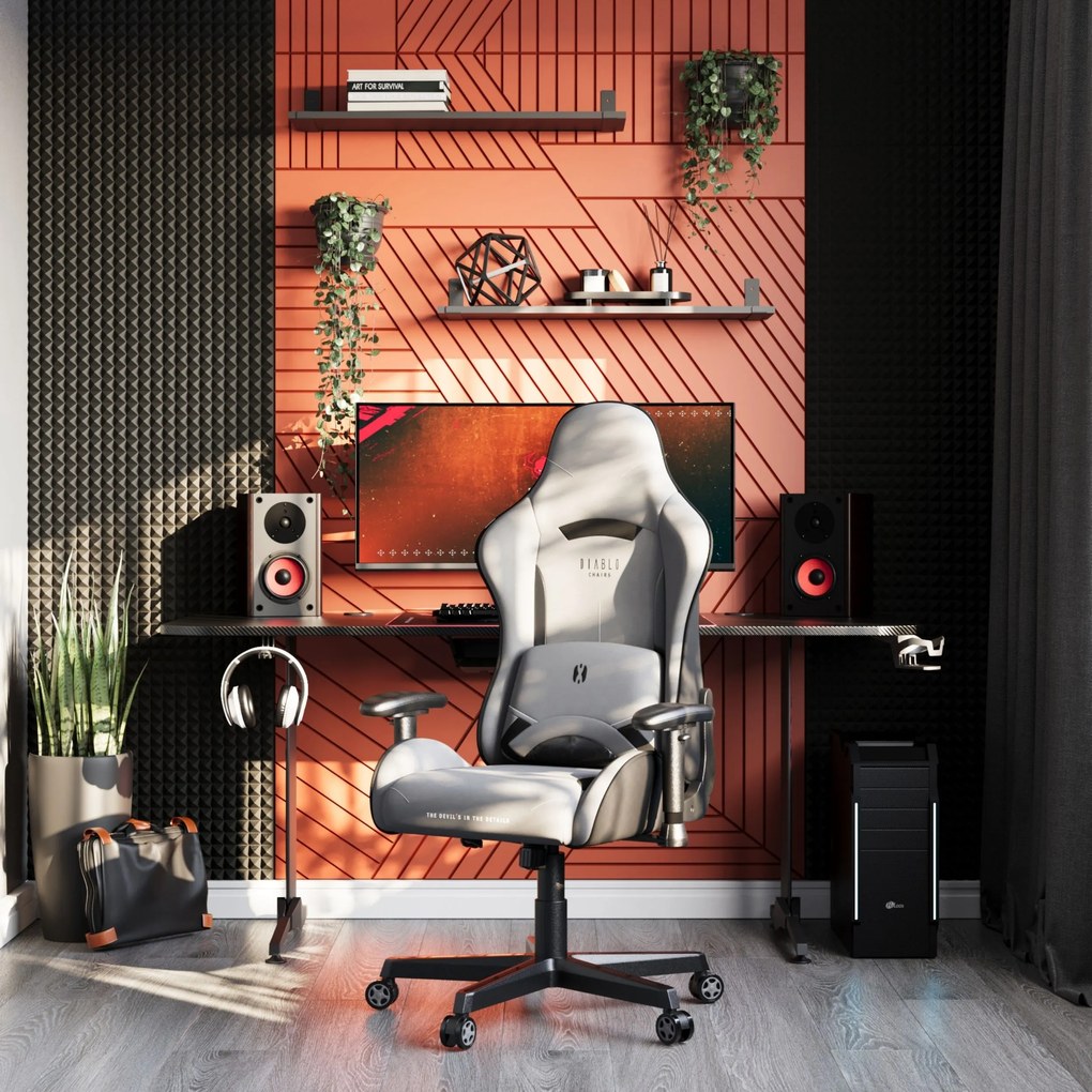 Poltrona da gaming in tessuto grigio Diablo X-Starter