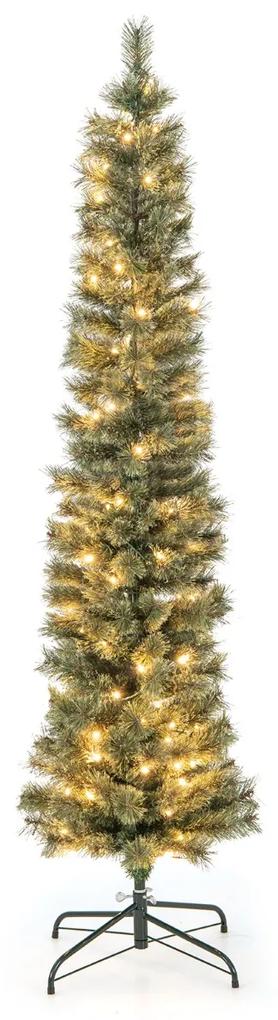 Costway Albero di Natale artificiale con aghi di pino 235 punte e 105 luci a incandescenza, Albero di Natale 180cm