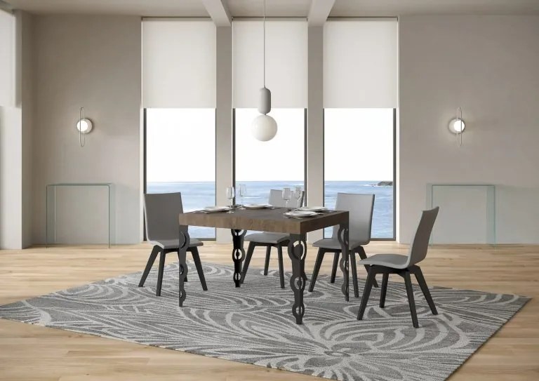 Tavolo Allungabile Karamay P.90 - Struttura Antracite, 90x90/246 cm Karamay / Noce