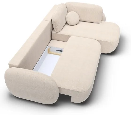 Divano letto angolare con contenitore a L OLBIA, angolo destro, beige