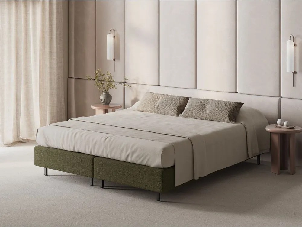 Letto matrimoniale imbottito verde senza testiera 200x200 cm Whale – Micadoni