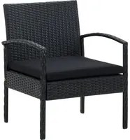 Sedia da Giardino con Cuscino in Polyrattan Nero 45797