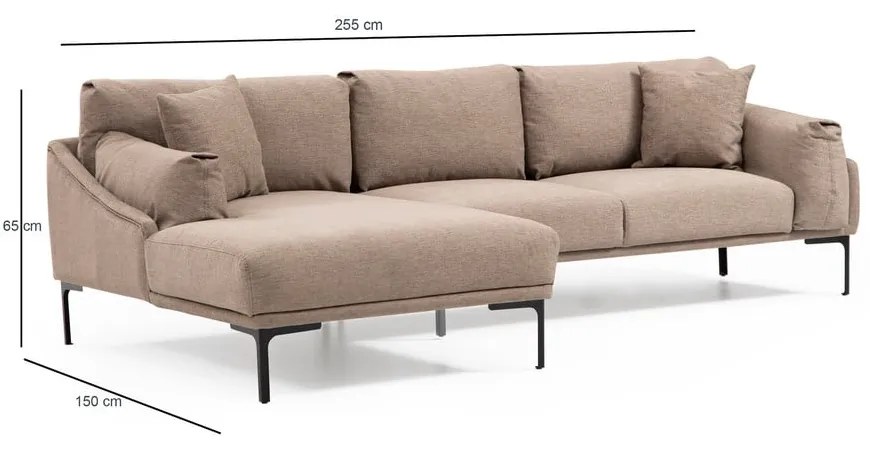 Divano angolare beige, angolo sinistro Leo - Artie