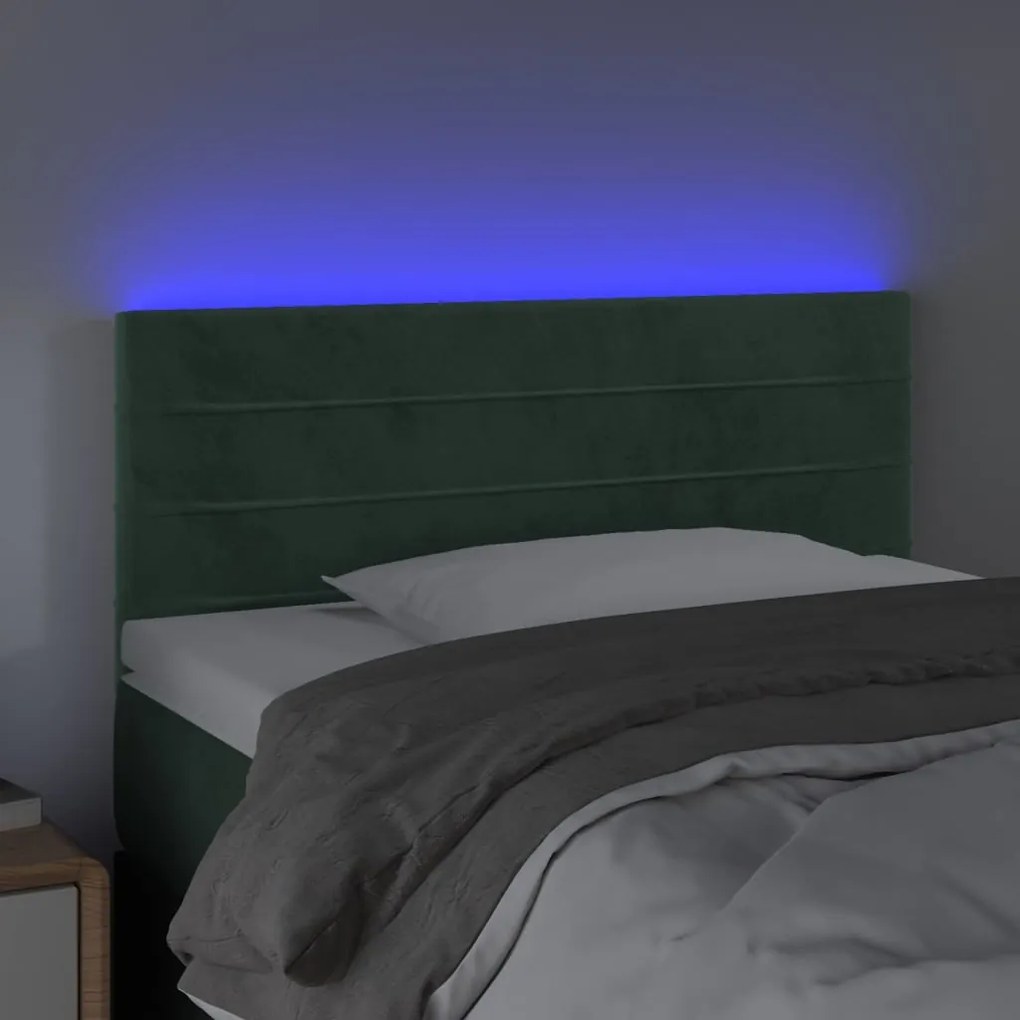 Testiera a led verde scuro 90x5x78/88 cm in similpelle
