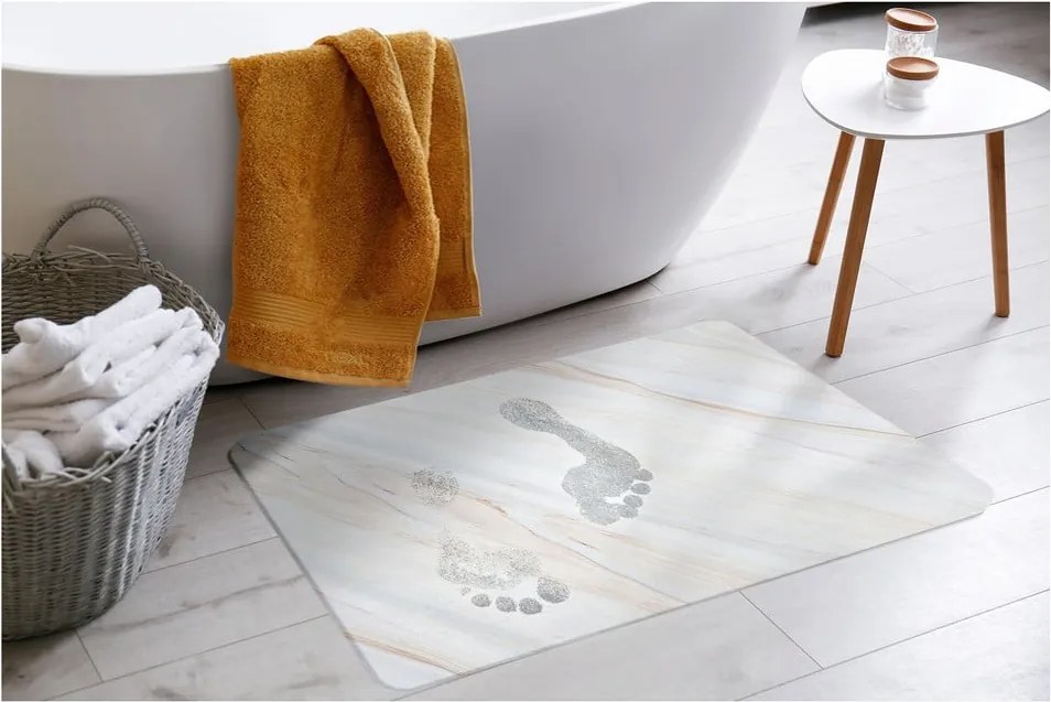 Tappetino da bagno bianco e beige in diatomee 35x45 cm Duna - douceur d'intérieur