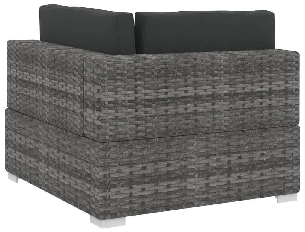 Set Divani da Giardino 4 pz con Cuscini in Polyrattan Grigio