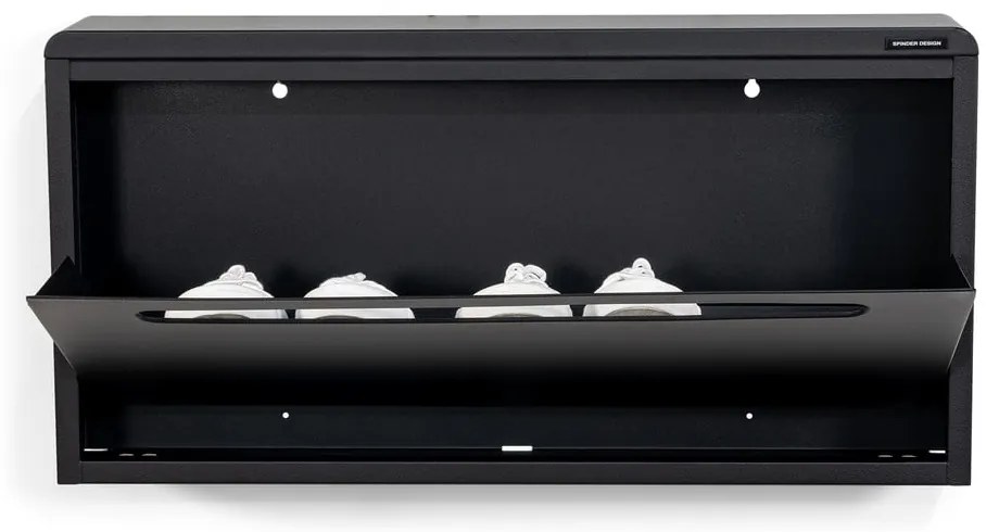 Scarpiera nera in metallo con ante ribaltabili/da parete 75x38x13 cm Mario – Spinder Design