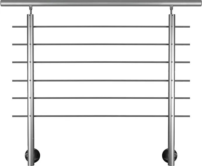 Balaustra in kit AX1 in alluminio argento, corrimano in alluminio argento,  L 150 cm fissaggio a parete