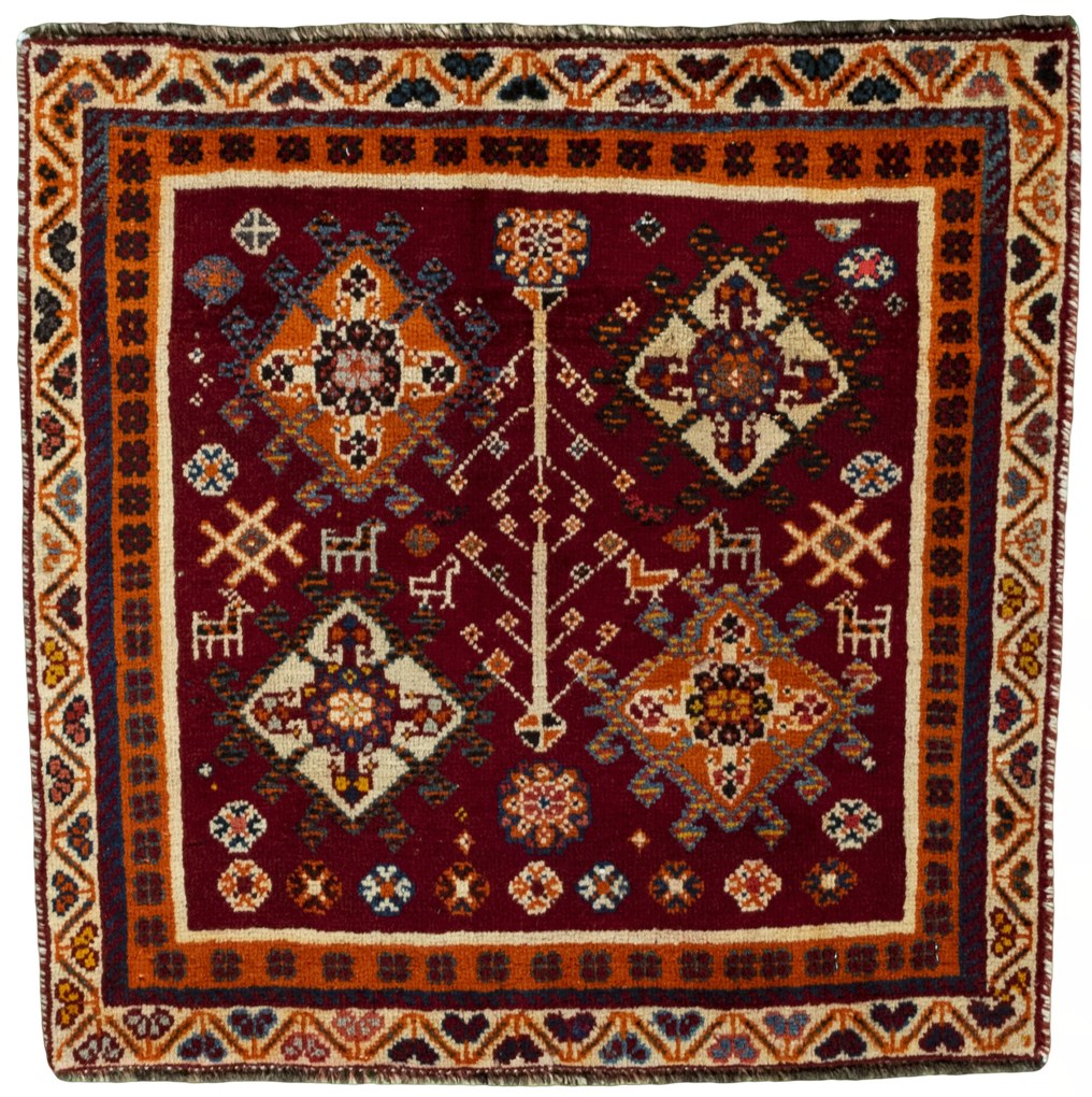 Shiraz Tappeto persiano 60x60 Rosso (Iran) Annodato A Mano