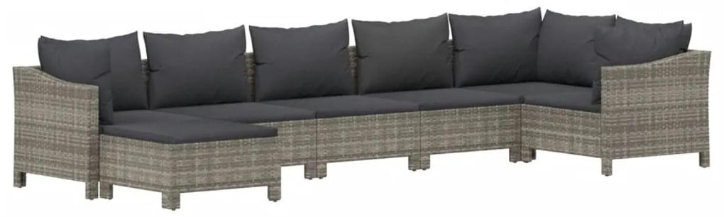 Set divani da giardino 7 pz con cuscini in polyrattan grigio