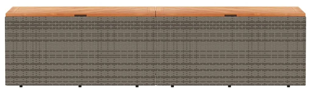 Contenitore giardino grigio 220x50x54cm polyrattan legno acacia