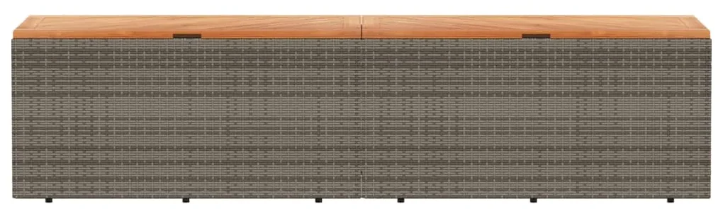 Contenitore giardino grigio 220x50x54cm polyrattan legno acacia