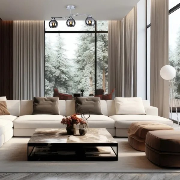 Lampadario a sospensione con supporto rigido CONNOR 3xE27/15W/230V cromo lucido/grigio