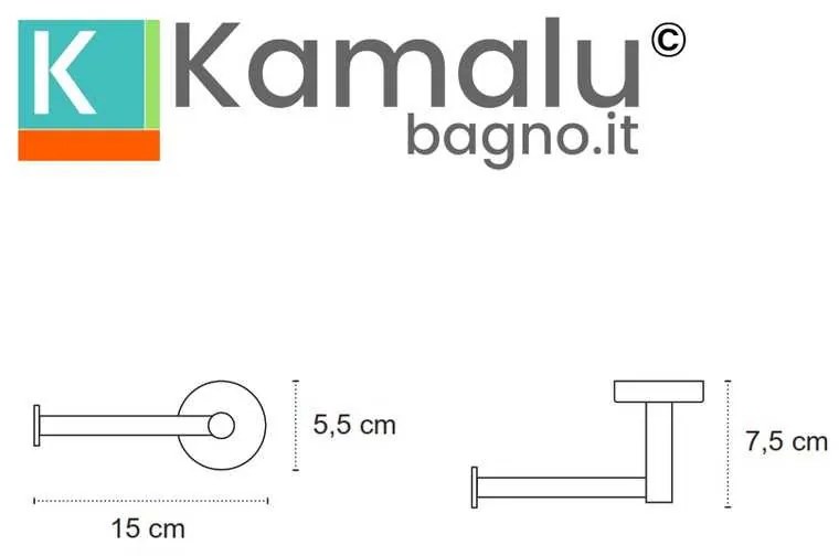 Kamalu - portarotolo bagno in acciaio inox nero opaco installazione a parete | mira-n