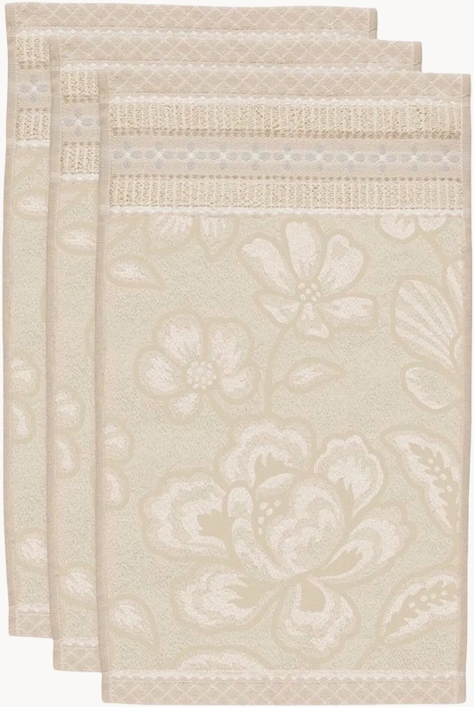 Set di 3 asciugamani ospite in cotone spugna jacquard Jasmin