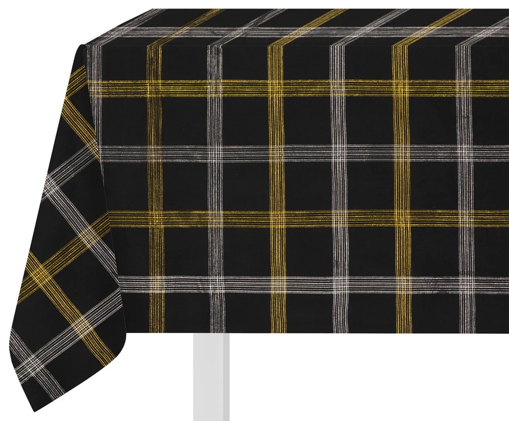 Tovaglia natalizia tartan nero e oro