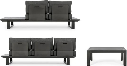 Salotto Angolare Da Esterno In Alluminio Con Cuscini E Tavolino Konnor Antracite Bizzotto
