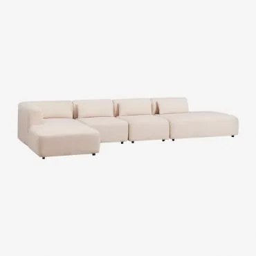 Divano Modulare Chaise Longue Ad Angolo Sinistro In 4 Pezzi Con Chaise Longue Fogler Ciniglia Crema Beige - Sklum