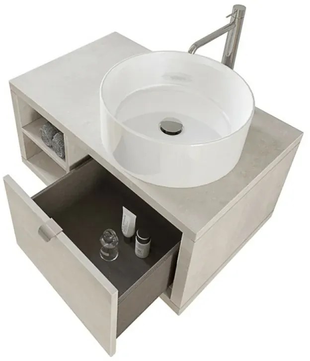 Mobile bagno sospeso 80 cm grigio nuvola Master lavabo 40 e specchio 80