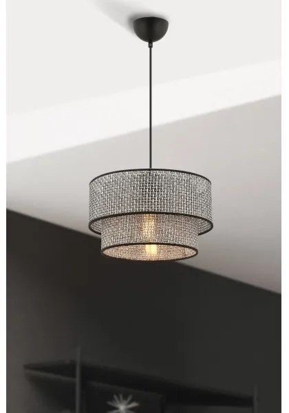 Lampada a sospensione con cavo ECHO 1xE27/60W/230V grigio/nero