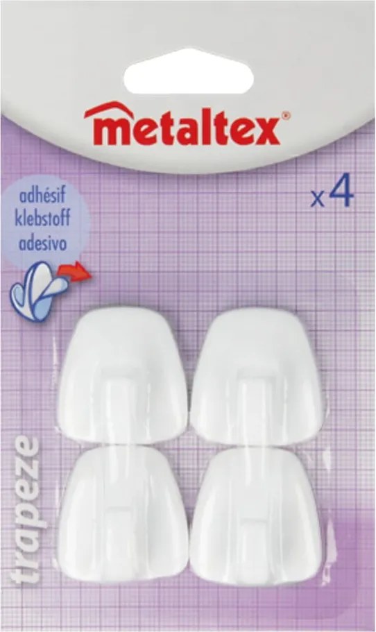Set di ganci senza foratura bianchi in plastica 4 pz – Metaltex